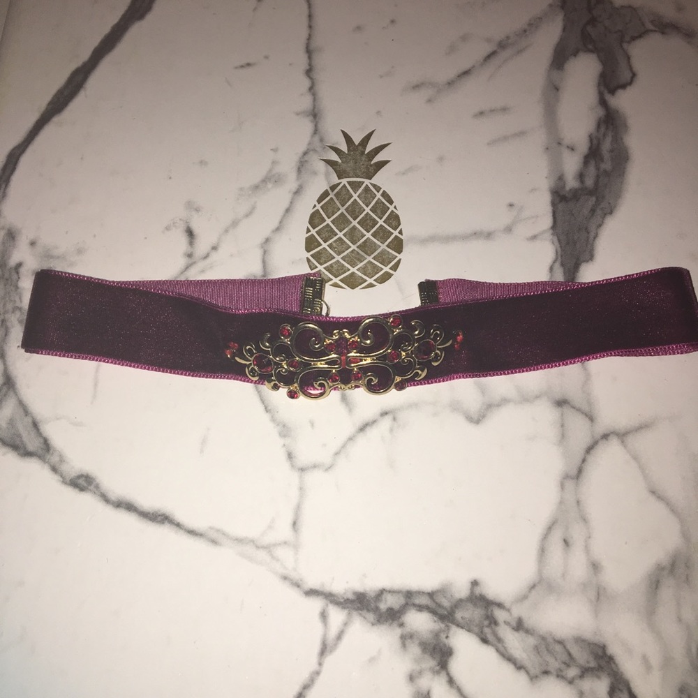 Red Velvet Choker with Gold Medallion